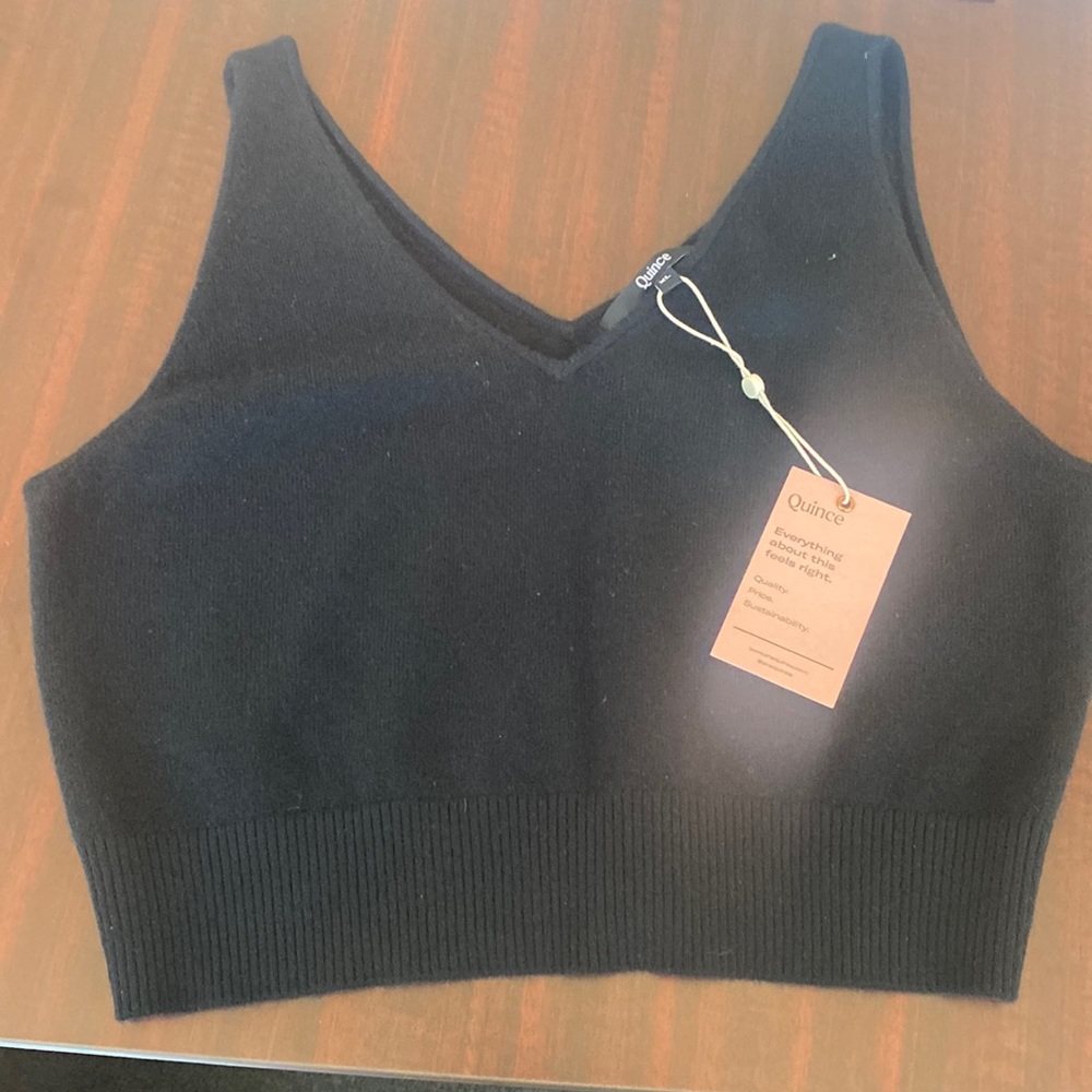 Cashmere crop tank top, black XL